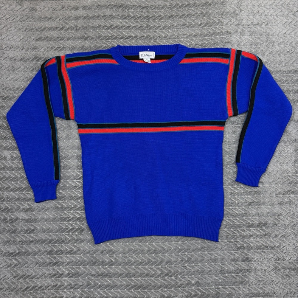 Vtg Rob Winter Acrylic Striped Sweater Men Medium Y2K Surfer Crewneck Retro